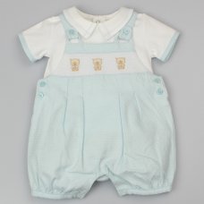 C12001: Baby Boys Smocked Dungaree & Polo Top Outfit (0-9 Months)
